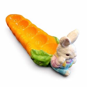 Easter Bunny Carrot Ceramic 5 Egg Holder Orange Easter Decoration Springtime